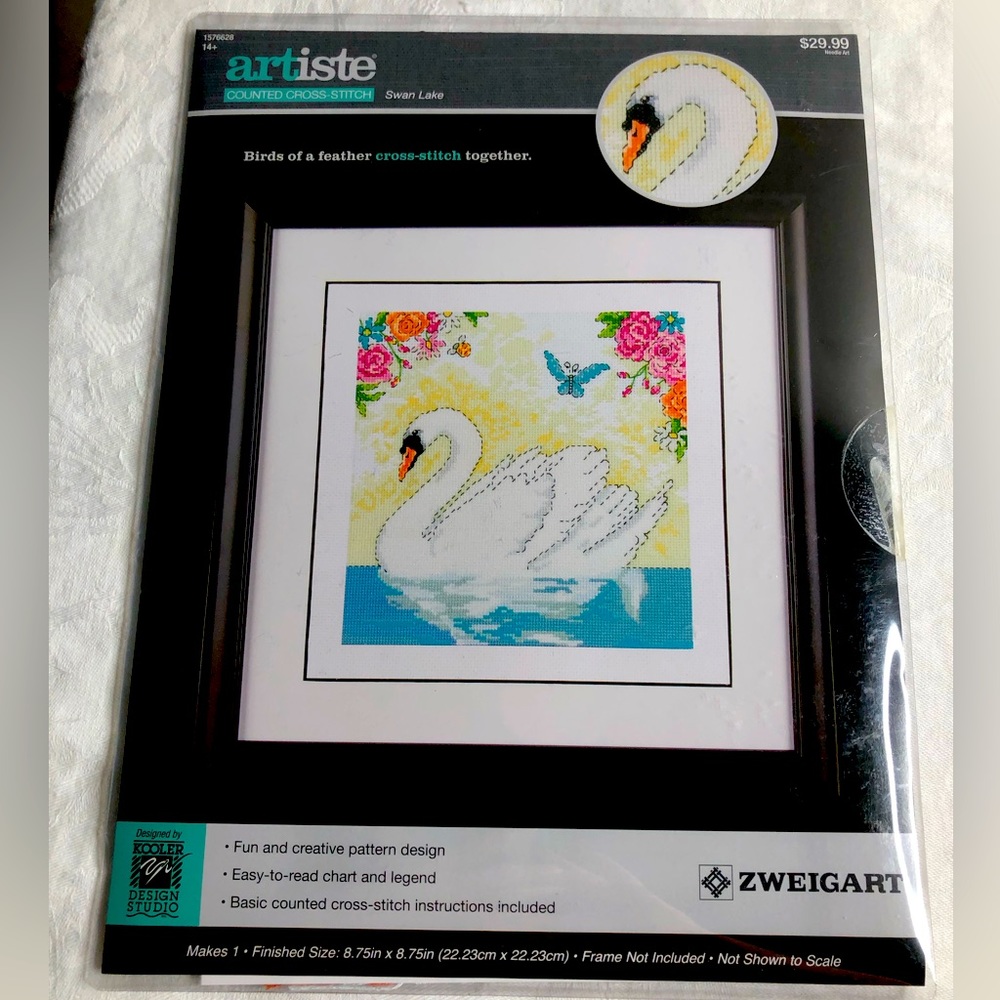 Artiste Counted Cross Stitch Swan Lake Kit NEW